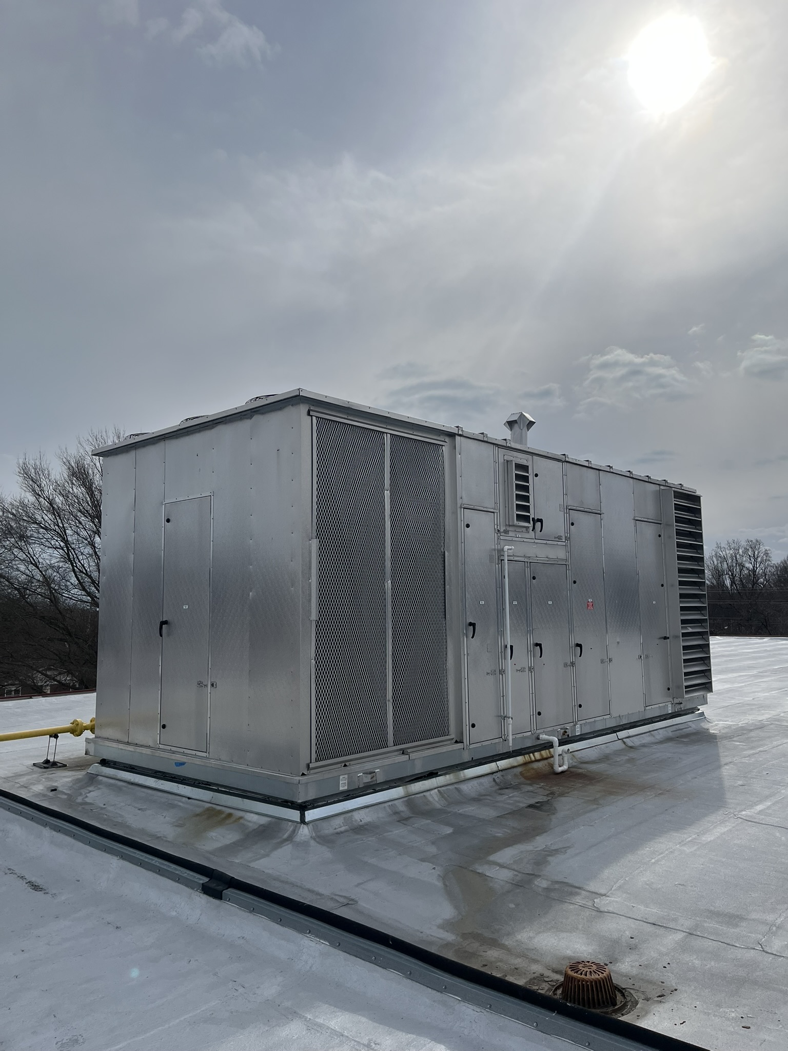 Large air handling unit installed on a rooftop